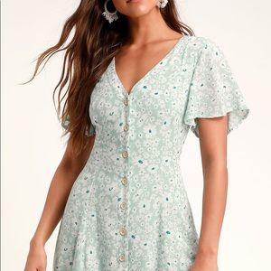 Turquoise floral mini dress